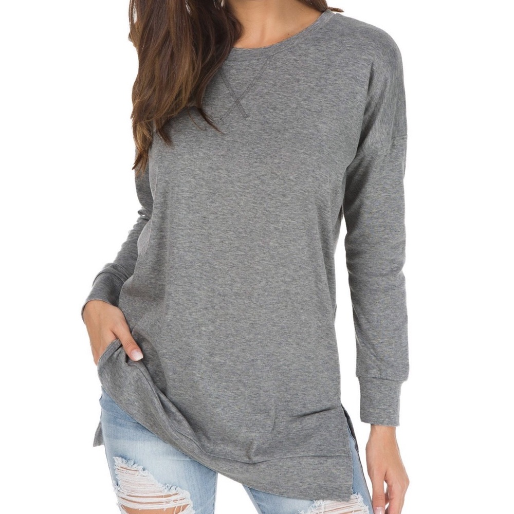 Long Sleeve, Side Split, Loose, Pullover Tunic